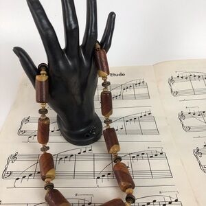 Vintage circa 1960 wood necklace Boho style